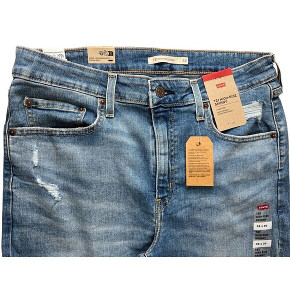 Levi's Women's 721 High Rise Skinny Leg Factory Distressed Stretch Jeans… - Picture 7 of 13